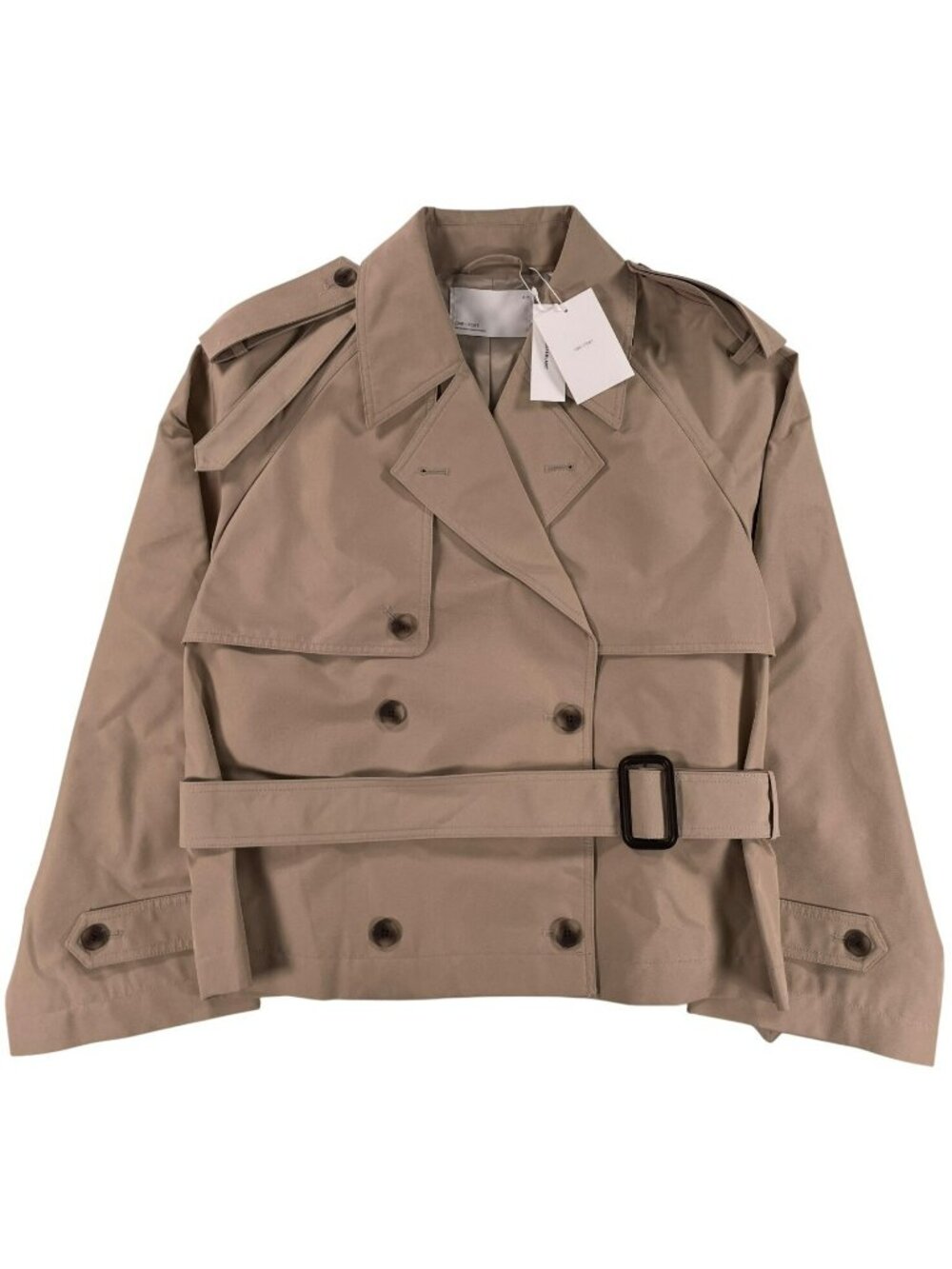 Oak + Fort Water-Repellent Double-Breasted Trench Coat With Belt Beige Sz S NEW